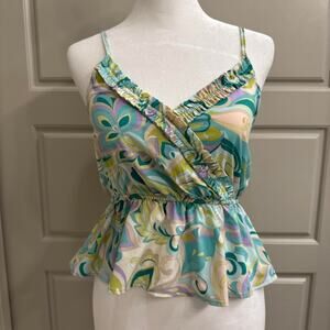 Teal and Green Funky Pattern Cami Tank Top